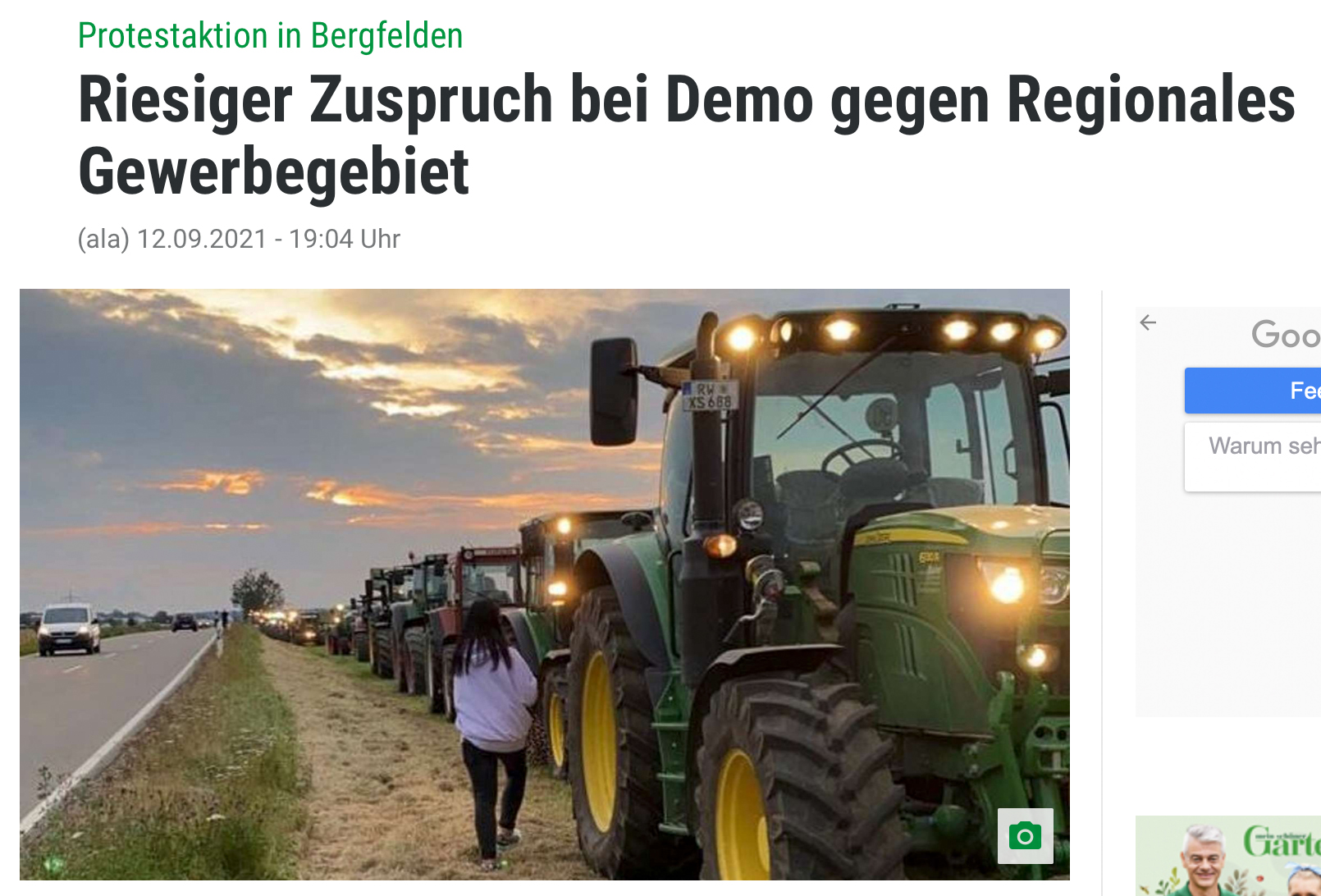 Demo gegen Regionales Gewerbegebiet
