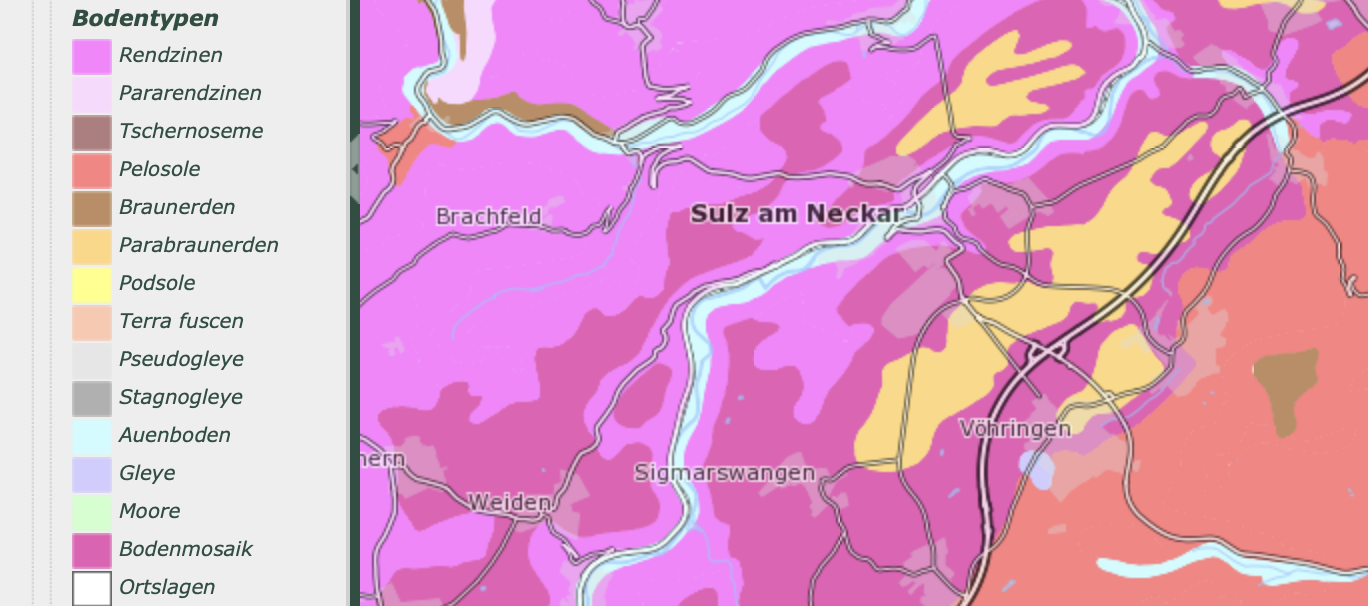 Qualität der Böden auf der Gemarkung Sulz
