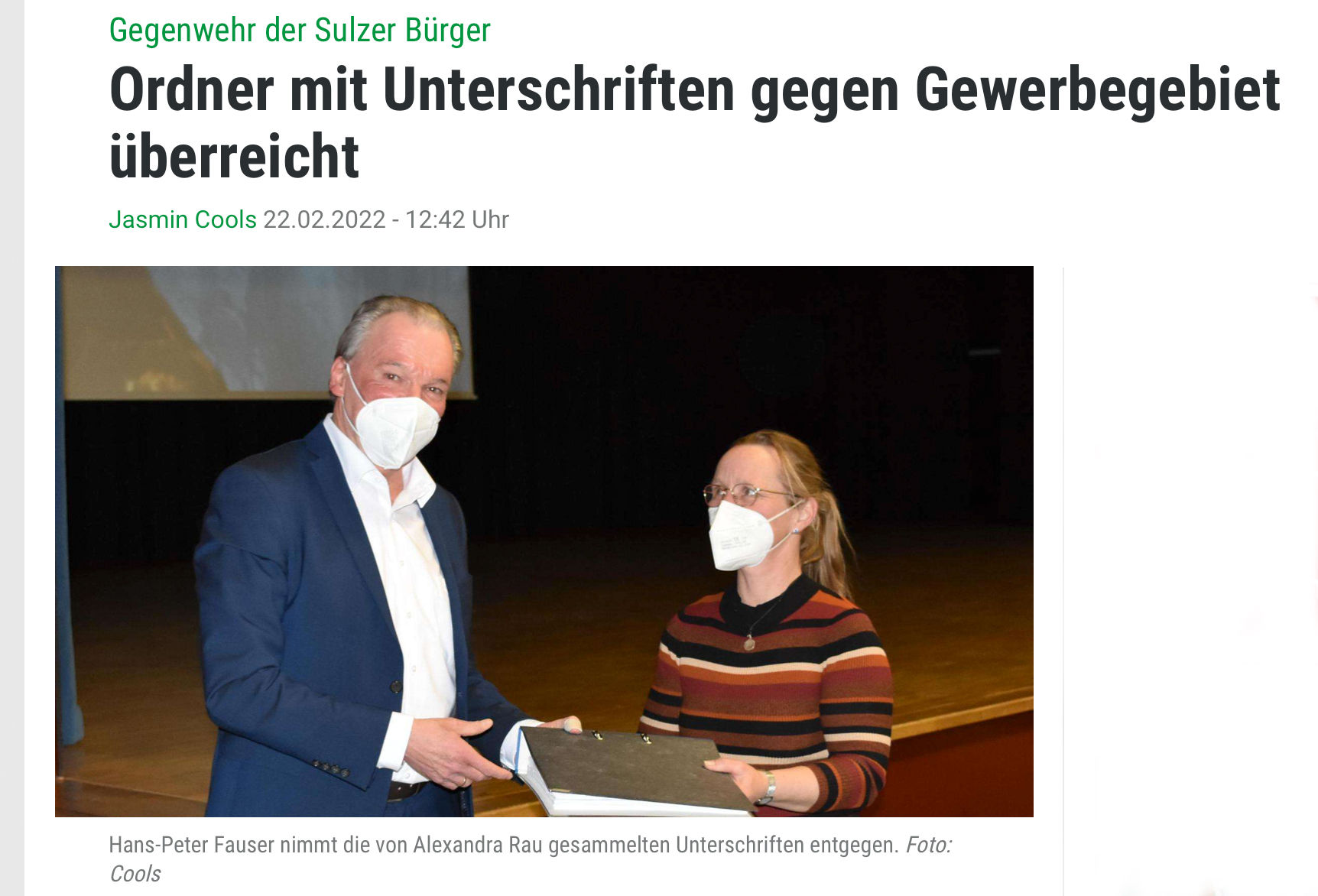 1500 Unterschriften gegen Regionales Gewerbegebiet in Sulz