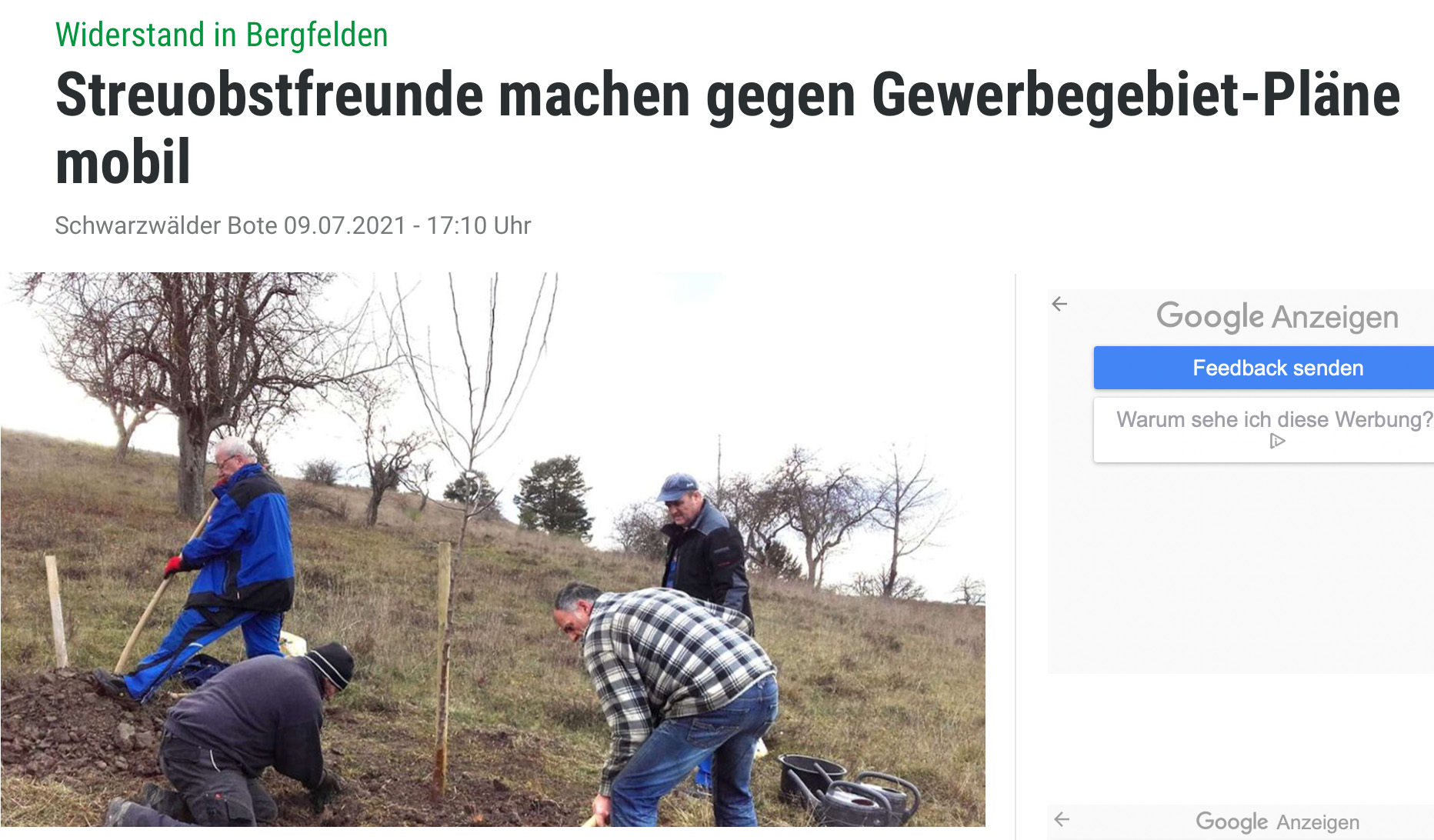 Streuobstfreunde machen gegen Gewerbegebiet-Pläne mobil