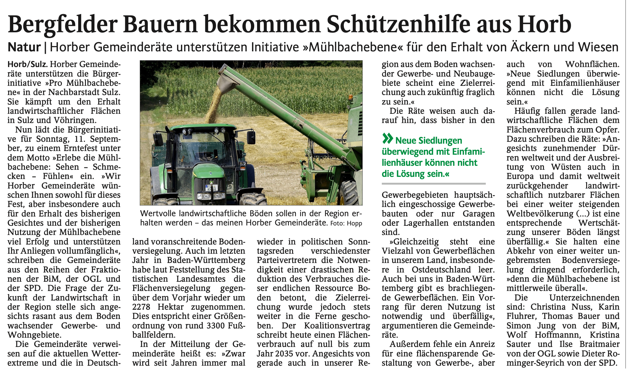 Bergfelder Bauern bekommen Hilfe im Kampf um ihre Äcker