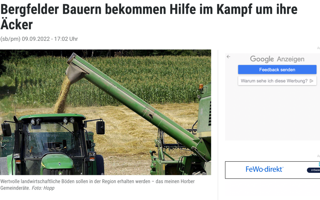 Bergfelder Bauern bekommen Hilfe im Kampf um ihre Äcker