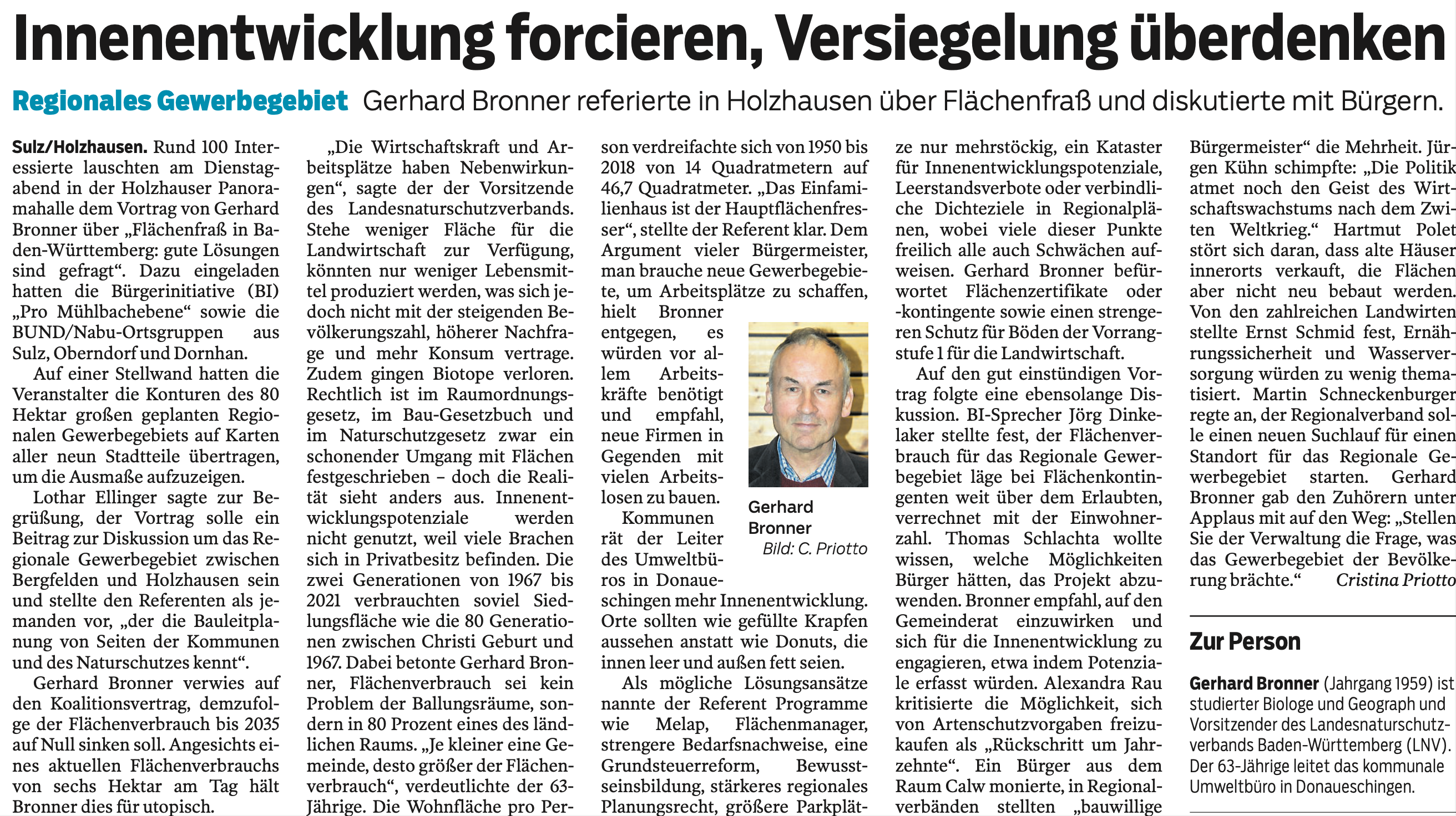 Innenentwicklung forcieren, Versiegelung überdenken